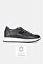 Men's Black Genuine Natural Leather Sneaker Shoes with Eva Sole and Laces, Size 39-45-46
