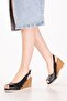 Genuine Leather Padded Heeled Casual Sandals Pkr.500 Black - 5