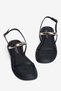 Women's Sandals with Gold Detail and Ankle Buckle, Brina Black - 4