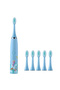Ultrasonic Electric Kids Toothbrush USB Rechargeable Waterproof Soft Bristles 6 Heads