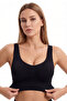 Women's Seamless Padded Flexible Thick Strap Sports Bra Black 3-Pack - 2