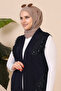 Plus Size Sequin Detailed Long Vest |   Lycra Comfortable Cut Hijab Vest - 3