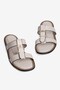 Women's Slippers with Double Straps and Gold Buckle, Maral Beige - 5