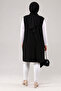 Plus Size Sequin Detailed Long Vest |   Lycra Comfortable Cut Hijab Vest - 7