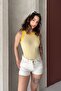 Cycling Collar, Thick Striped Bib, Flexible Camisole Fabric, Striped Sleeveless Long Tank Top - 6