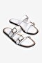 Women's Slippers with Double Straps and Gold Buckle Sara White