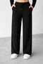 Women's Stoned Fabric High Waist Trousers with Lace-Up Waist - 6