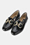 Women's Black Patent Leather Genuine Natural Leather 34-35-41-42 Size Buckle-Strap Ballet Flats - 2
