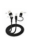 كابل بيانات وشحن 4 في 1 طراز DX039، USB-A/Type-C إلى Lightning، سريع، مصنوع من النايلون، بطول 1 متر، أسود مضفر - 7