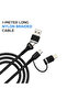كابل بيانات وشحن 4 في 1 طراز DX039، USB-A/Type-C إلى Lightning، سريع، مصنوع من النايلون، بطول 1 متر، أسود مضفر - 4