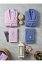 100% Cotton 2-Piece Family Bathrobe Set - Towel and Shawl Collar Bathrobe Set with Embroidery Detail - 2