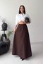 Women's Elastic Waist Flounce Long Skirt Brown 1063-78 - 3
