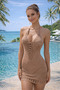 Knitwear Beach Dress Women's Summer Mini Dress Breathable Lightweight Textured Stylish Mink Holiday Dress - 6