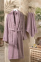 100% Cotton Shawl Collar Bathrobe and Head Towel Set - Premium Soft Textured Bathrobe Set - 2