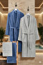 4 Piece 100% Cotton Shawl Collar Bathrobe and Head Towel Set - Premium Soft Textured Bathrobe Set