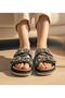 26Y225 Women's 36/41 Double Band Stone Premium Slippers - 7
