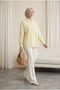 Long Backline Patterned Buttoned Loose Shirt - Yellow