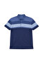 Men's Plus Size Melange Indigo Polo Collar Short Sleeve Striped T-Shirt 3Xl-4Xl-5Xl-6Xl - 4