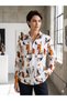 Women's Green Flowered Viscose Long Sleeve Summer Shirt