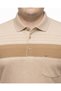 Men's Large Size Melange Beige Polo Collar Short Sleeve Striped T-Shirt 3Xl-4Xl-5Xl-6Xl - 4