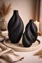 Modern Curved 3-Piece Decorative Vase Set – Ceramic-Look Matte Texture, Home Decor