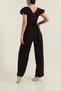 Women's Front and Back V-Neck Ruffled Jumpsuit Brown 17369 - 3