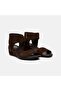Women's Bitter Brown Zippered Wedge Heeled Suede Sandals