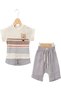 Baby Boy Teddy Bear Embroidered Striped T-Shirt - 2-Piece Set with Muslin Shorts 95% Cotton Summer Top and Bottom Set (6 - 5