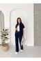 Women's Modal Track Suit Set with Zero Sleeves Vest and Stone Embroidered Model - 2