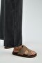Sabrina Women's Genuine Leather Double-Strapped Mink Slippers - 6