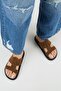 Sabrina Women's Genuine Leather Double-Strapped Tan Slippers - 7
