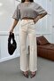 Asymmetrical Buttoned Jean Cream - 3