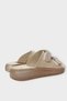 Double Belted Glittery Velcro Daily Stylish Women's Slippers Gold - 4