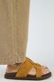 Sabrina Women's Genuine Leather Double-Strapped Mustard Slippers - 2
