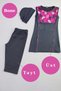 Anthracite Girls' Semi-Closed Swimsuit Set with Tights, 3-Piece Swimsuit Set (Cap + Tunic + Tights) - 3