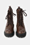 Women's Brown Genuine Leather 35-41 Size Lace-Up Boots & Booties - 4
