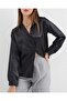    3964 Lightweight Draped Satin Shirt - Black - 3