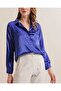 3964 Lightly Flowing Satin Shirt - Cobalt Blue - 4