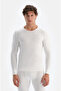 Men's Thermal Underwear Top Long Sleeve Crew Neck D6125 - Black / Ecru Optional