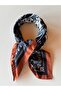 Black shawl patterned cotton women's scarf bandana 50x50 cm standard size hair neck bag accessory - 3