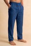 Indigo Blue Wide Fit 100% Cotton Muslin Fabric Men's Trousers with Elastic Waist - Hac Umre Pants - 3