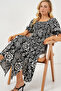 2512 Patterned Slit Dress - Dark Black - 5