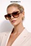 Brown Eye |   Brown Gold Detailed Large Square Design Women's Sunglasses - 2