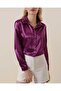 3964 Lightly Flowing Satin Shirt - Purple - 6