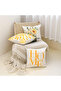 Set of 4 Yellow and White Modern Throw Pillow Covers Happy Home Text Patterned Decorative Pillow - 4