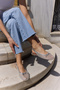 Cantiro Women's Silver Mesh Slingback Ballet Flats - 5