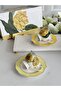 Porcelain Turkish Coffee Cup Set for 2 People 4 Pieces Botanica Yellow - 3