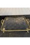 Cast Iron Tray with Gold Details, Feet and Handle - Cake-Cookie-Dessert Serving Plate - Presentation Plate 33 cm - 5