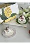 Porcelain Turkish Coffee Cup Set for 2 People 4 Pieces Botanica Lilac-Green - 4