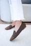 Flores Stone Women's Knitwear, Bitter Brown Genuine Leather Ballerinas - 3